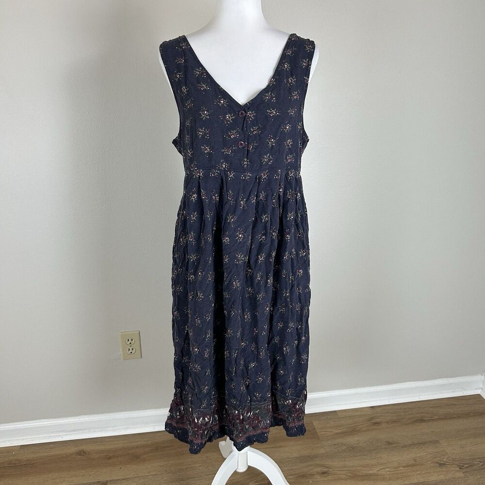 Vintage 90s L Capacity Paisley Floral Jumper Dress Cottagecore Soft Grunge Midi